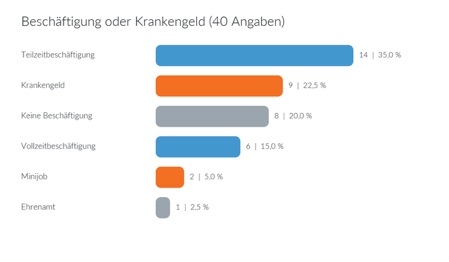Beschäftigung oder Krankengeld (40 Angaben) / Balkendiagramm